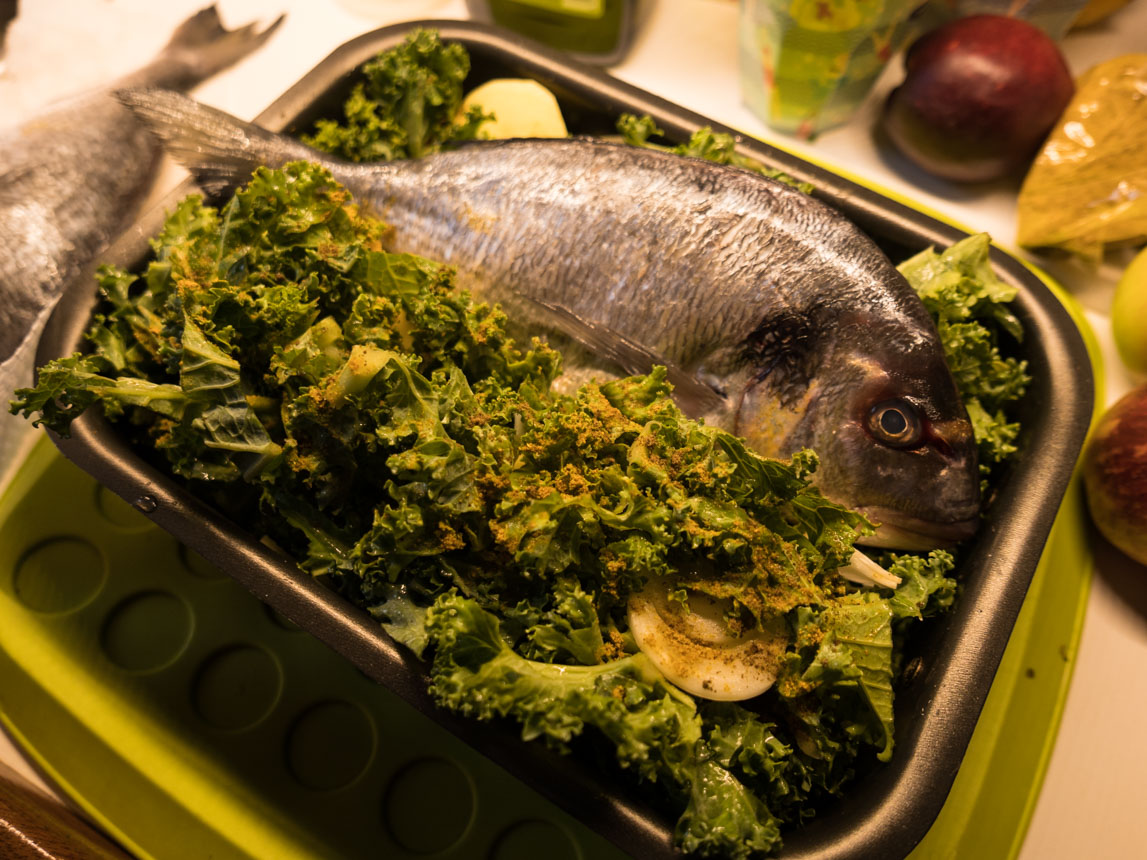 Dorade sur son lit de legumes