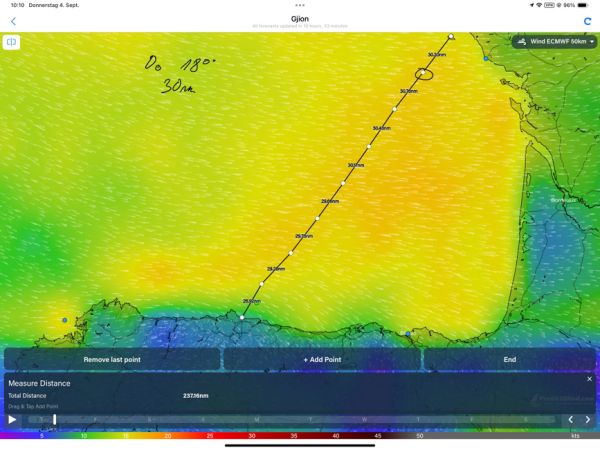 Routenplanung über die Biskaja